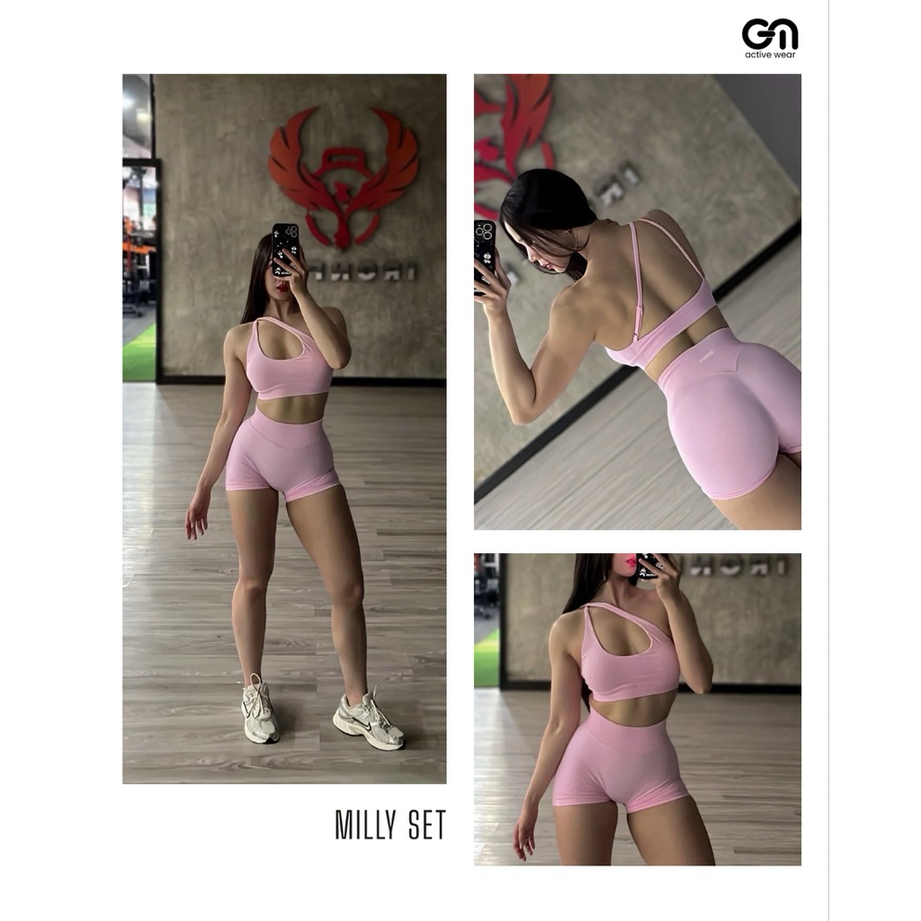 Gymmode wear -Milly setออกกำลังกาย ขาสั้น+ บรา3in1