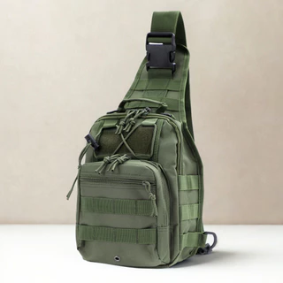 CAMO 600D กระเป๋าคาดอก สีทราย กระเป๋าสะพายข้าง ทหาร แคมป์ปิ้ง เดินป่า