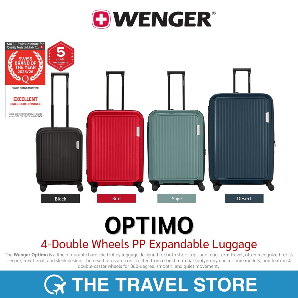 Wenger OPTIMO PP Double Wheels Hardside Luggage กระเป๋าเดินทาง วัสดุโพลีพร็อพโพลีน รับประกัน 5 ปี*