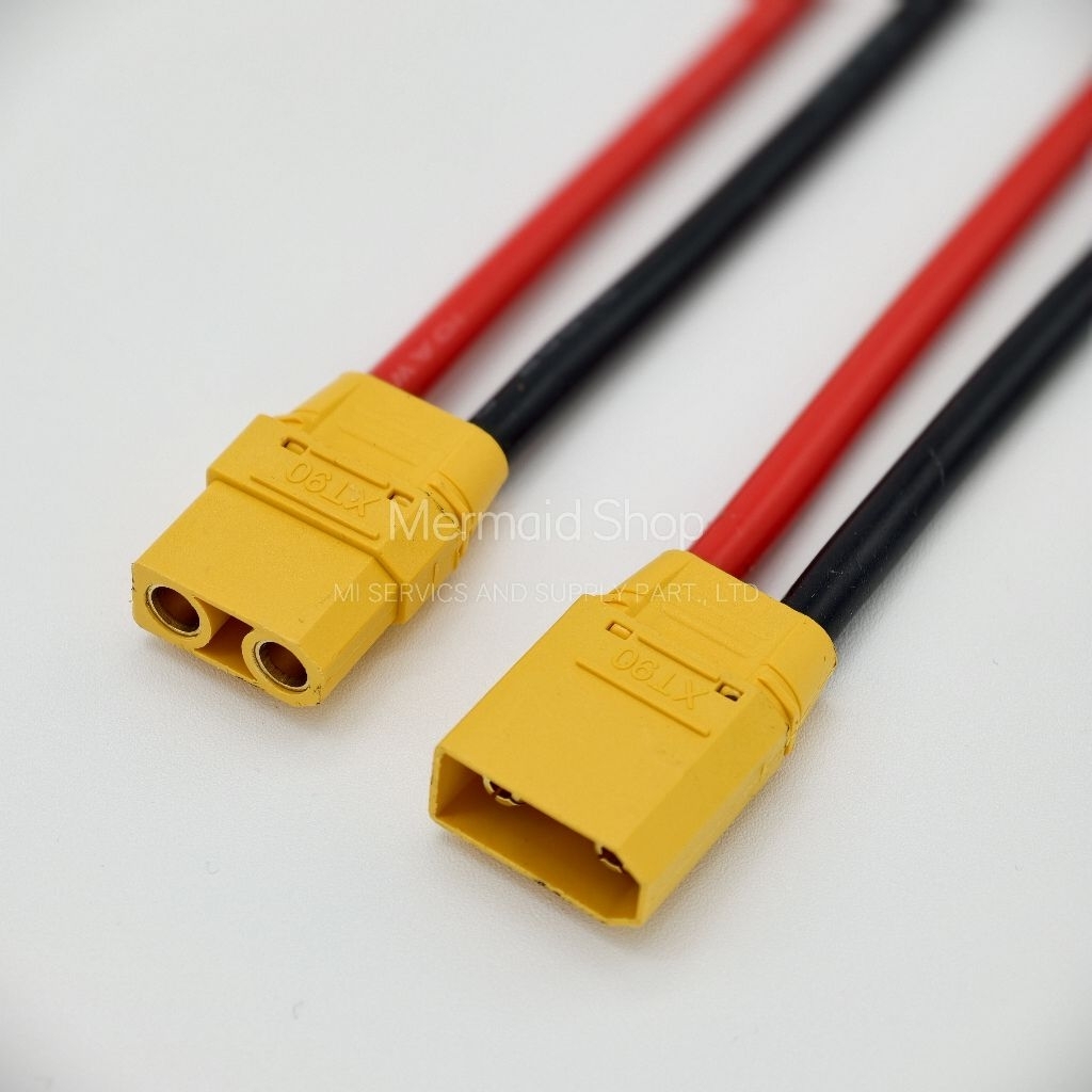XT90 พร้อมปลอกหุ้ม พร้อมสาย 10 AWG 10 ซม. ,50 ซม.