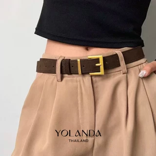 Yolanda สีดำ แมทช์ง่าย ดีไซน์พรีเมียม ใส่ง่าย Belt สีกาแฟ หัวเข็มขัดสีทองและสีเงิน ดูแพงแบบมีรสนิยม FF1614 FF1615