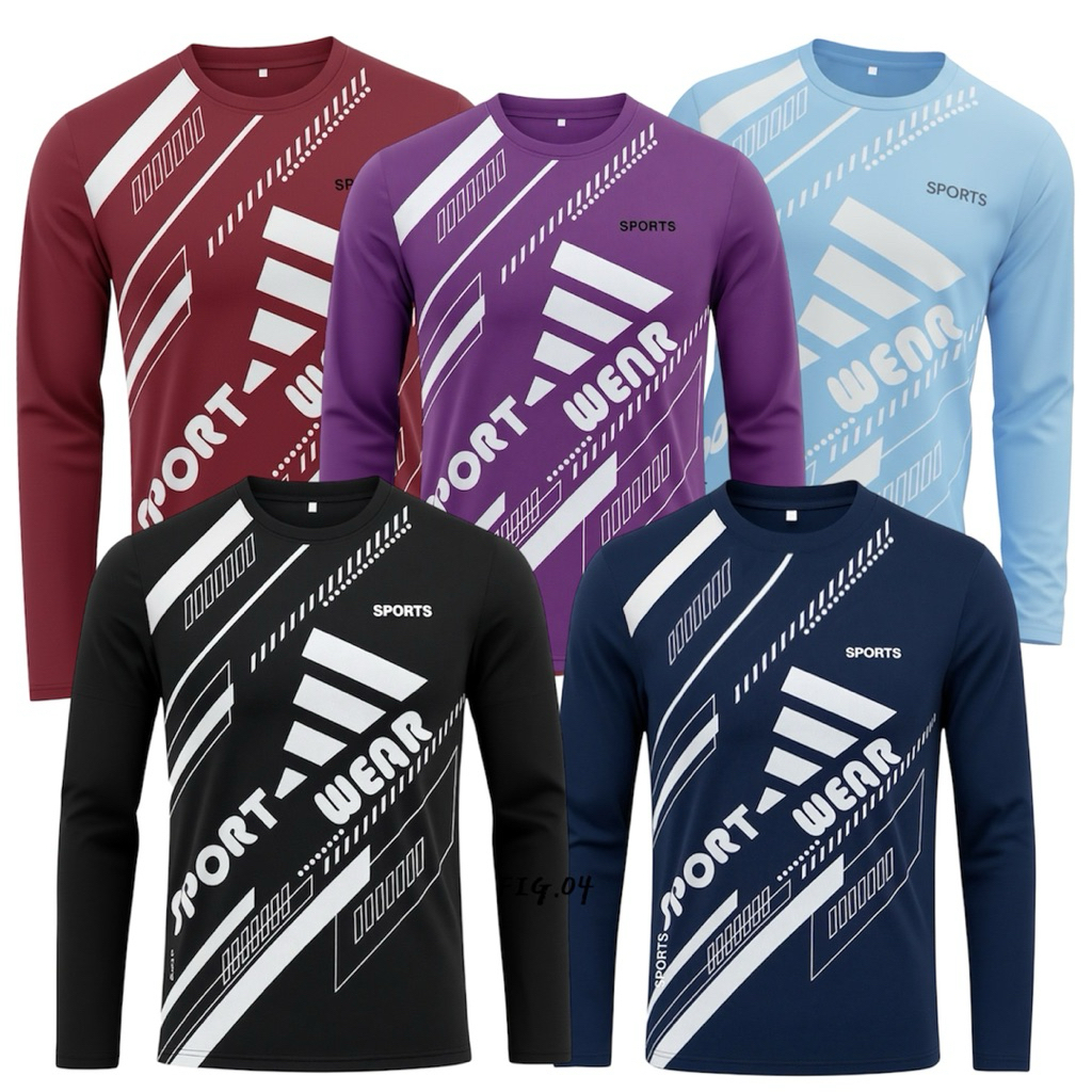 JQC254#เสื้อกีฬาผู้ชายและผู้หญิง มี7สี แขนยาวพิมพ์ลายสปอร์ต ใส่วิ่งและออกกำลังกาย ผ้าไมโครสปอร์ต เบาสบายระบายอากาศ
