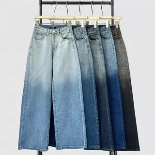 Atipashop - Chety Jeans (#AA6009) กางเกงยีนส์ขายาว ทรงกระบอกกลาง เอวสูง ผ้ายืด