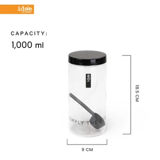 ide'e [แพค 4 ใบ] ขวดโหลพลาสติก ความจุ 1,000 ml. (PNP3602) มีช้อนตักให้ในโหล ใช้ใส่เครื่องปรุง ใส่ผงชา-กาแฟ ใช้งานสะดวก