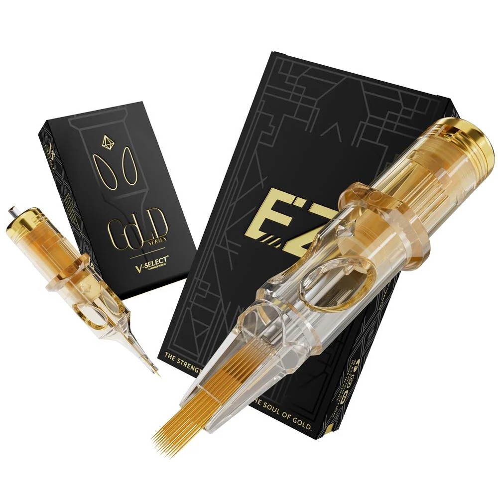 EZ TATTOO V-Select Gold Series Cartridge Needles 10 เล่ม เข็มสักสีทอง