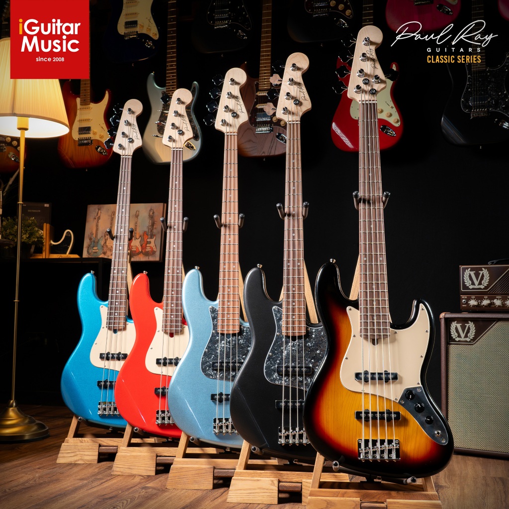 (ส่งฟรี)เบสไฟฟ้า 4 สาย Paul Ray Classic J4 Electric Bass คอดำ แถมฟรีกระเป๋า เซ็ตอัพพร้อมเล่น
