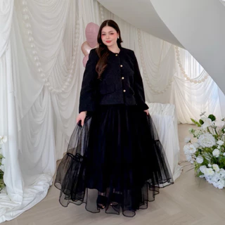 Lady M | Layered skirt plus-size กระโปรงฟรุ้งฟริ้งระบายชั้นๆ สาวอวบ พลัสไซส์ถูกใจ ให้ลุคลูกคุณหนู ใส่ออกงาน เที่ยวคาเฟ่