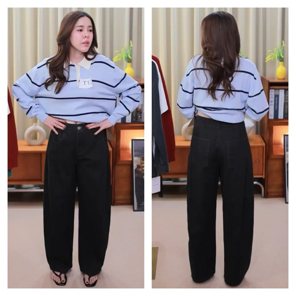 กางเกงยีนส์ทรง Barrel งาน WG•WE