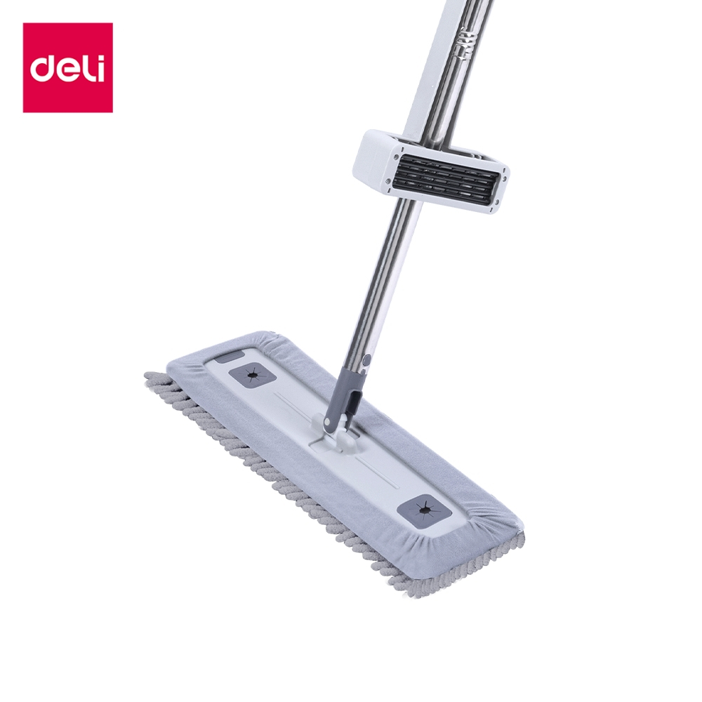 Deli ไม้ม็อบ ไม้ถูพื้นผ้าเชนิลล์ 2in1 มีที่รีดในตัว  หมุนหัวได้ 360° พับเก็บได้ Chenille flat mop
