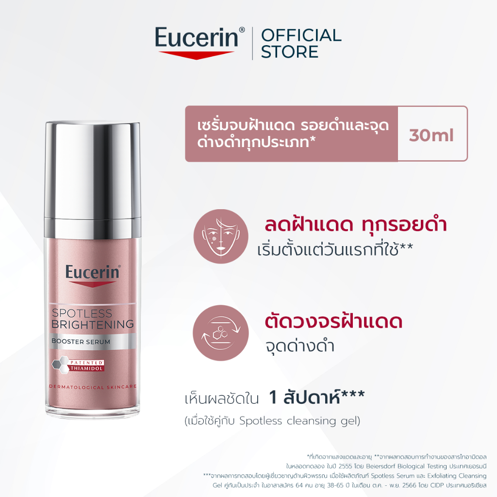 Eucerin SPOTLESS BRIGHTENING THIAMIDOL BOOSTER SERUM 30 ML เซรั่มจัดการฝ้าแดด กระ จุดด่างดำแก้ยาก