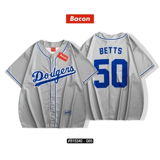 เสื้อแฟชั่น เสื้อกีฬาเบสบอล หมายเลข50 โอเวอร์ไซส์ มีกระดุมจริง