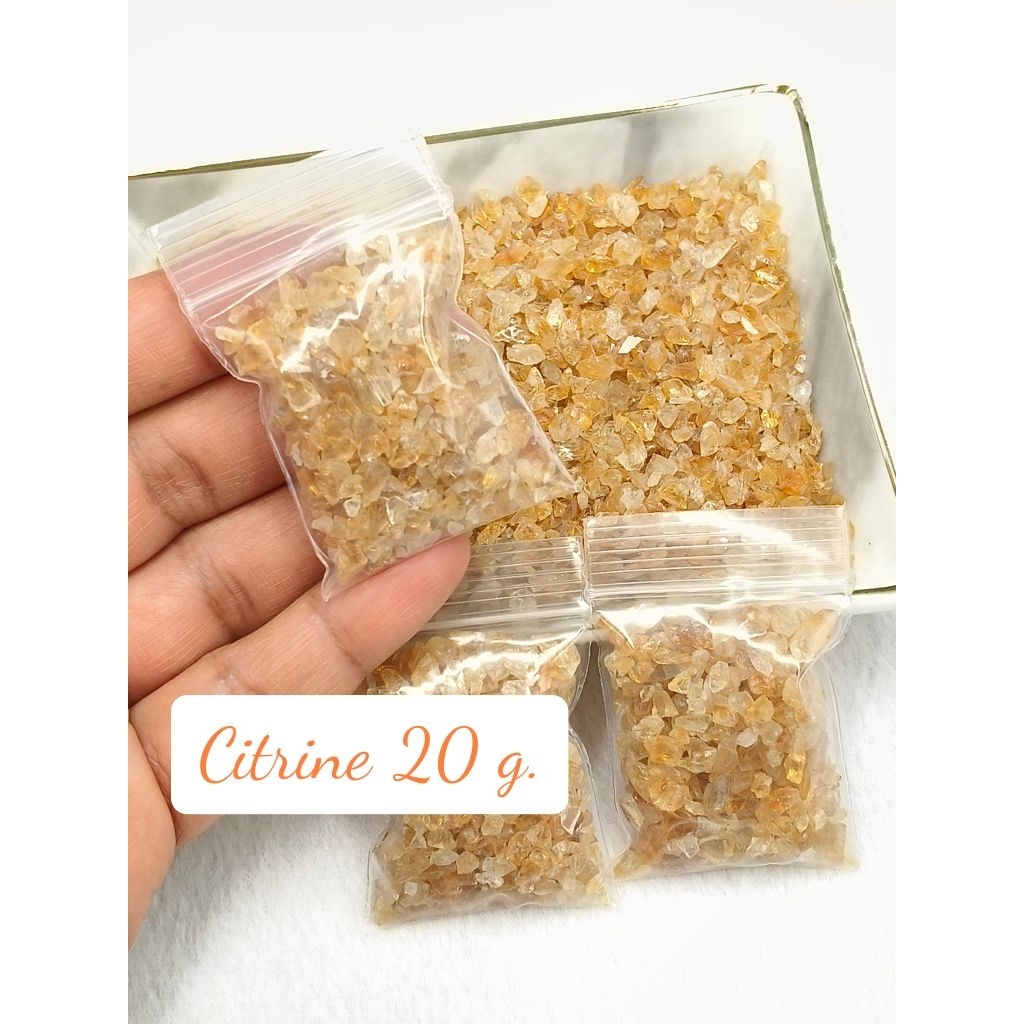 🌟 ซิทริน สีเหลืองสดใส ธรรมชาติ เนื้อสวย ขนาดชิ่นละเอียด เเหล่ง บราซิล ในถุงขนาด 20 กรัม( Citrine from Brazil )