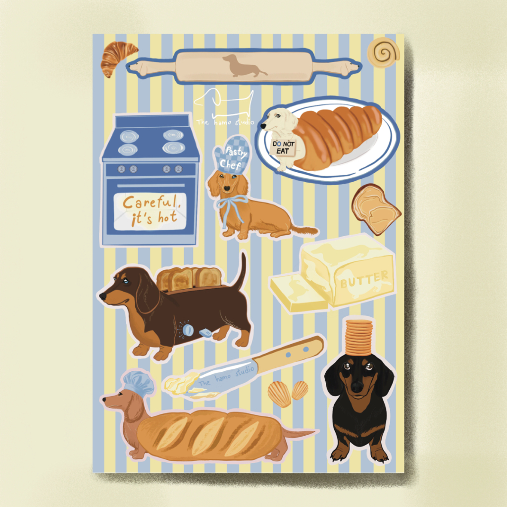 Sticker dachshund lover size A6 | the hamo studio