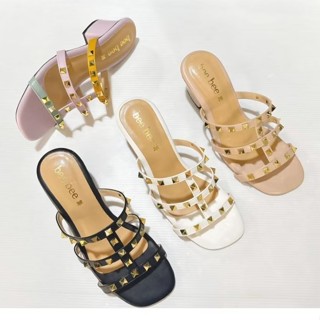 BB รองเท้าสวม วาเลนติโน ส้นสูง 2 นิ้วคะ  มีสีดำ สีครีม สีขาว…