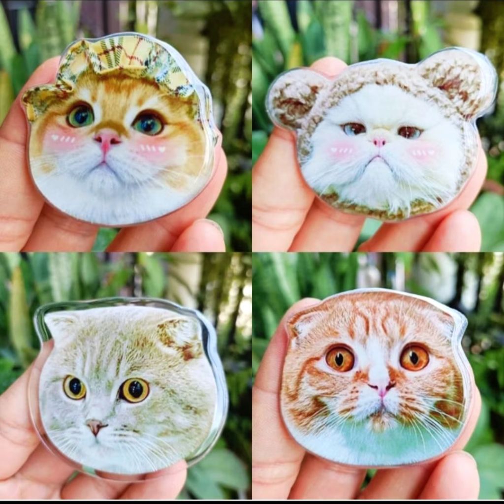 Griptok น้องแมว น้องหมา griptok acrylic (เปลี่ยนรูปได้) ใช้ติดหลังมือถือน่ารักๆ สั่งทำเป็นรูปน้องๆได้ตามใจชอบ
