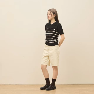 avocado - Tenya Line Tops เสื้อโปโลแขนสั้น ลายทางดีเทลซิปหน้า ผ้าใส่สบาย I มีไซส์อก 38" และ 46"