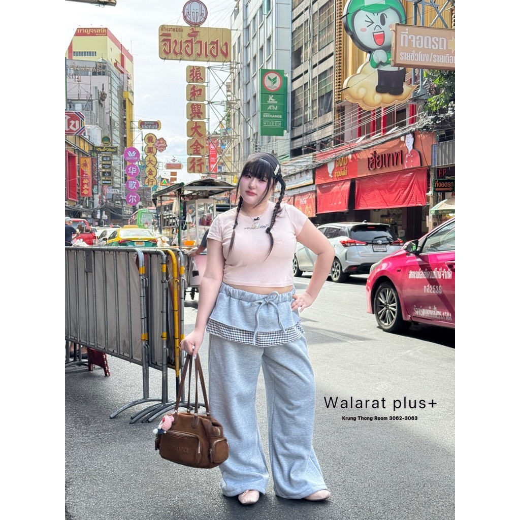 Fluffy Warm – กางเกงวอร์ม แต่งชายกระโปรง เอว 32-46 นิ้ว มี 2 สีกางเกงสาวอวบ กางเกงไซส์ใหญ่
