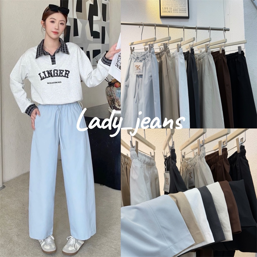 Lady_jeans#52031(K)กางเกงขายาวทรงสบาย Minimal Pants เอวยางยืด ใส่เที่ยว ใส่ทำงานได้