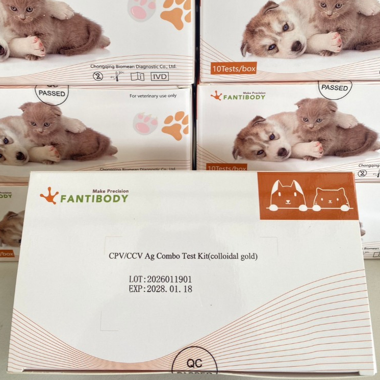 CPV/CCV Ag Combo Test Kit (Colloidal Gold) ชุดตรวจพาร์โวไวรัสสุนัข /โคโรนาไวรัสในสุนัข (10 tests/box