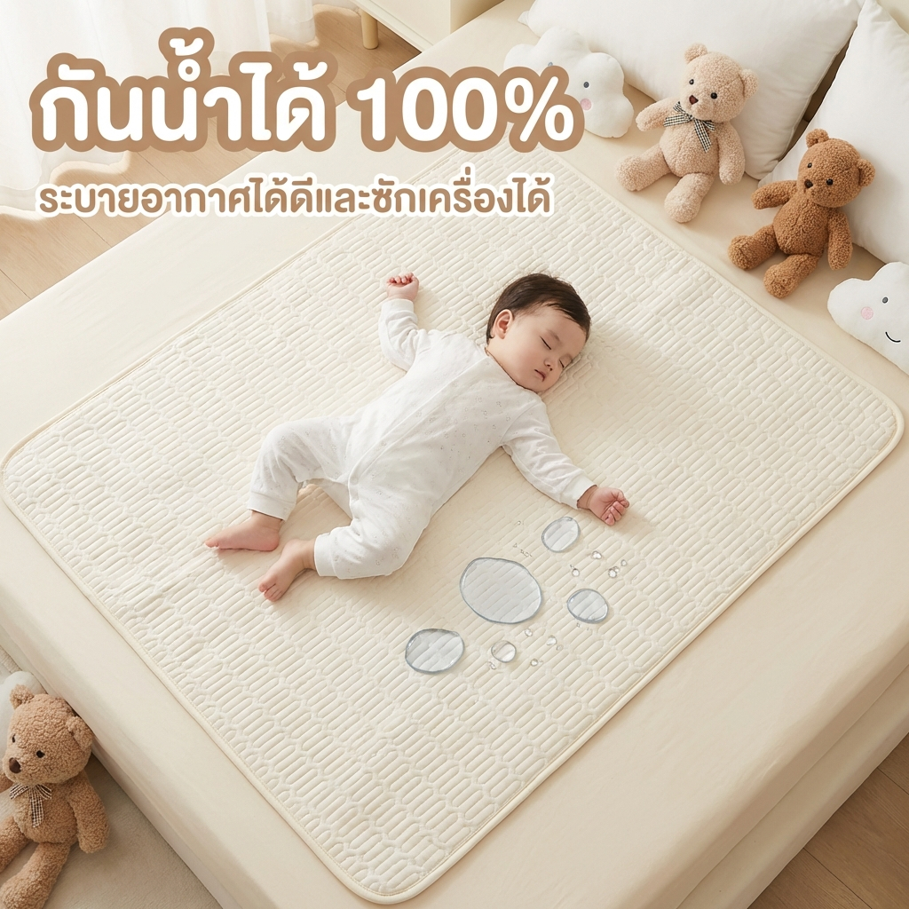 [พร้อมส่ง]แผ่นรองฉี่ ผ้ารองฉี่เด็ก แผ่นรองกันเปื้อน ผ้าฝ้ายแท้100% กันน้ำ100% ขนาด30*45/50*70/80*120cm