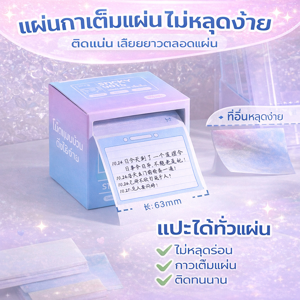 กระดาษโน๊ตเเบบสติกเกอร์ มีกาวในตัว 1 กล่อง 256 เเผ่น เขียนได้ ติดเเน่น ขนาดกว้างเขียนได้เยอะ ราคา ถูกที่สุด ดีลบีเคเค แกลเลอรีภาพที่ 4