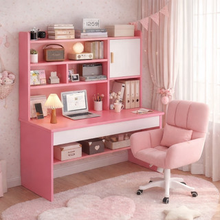 โต๊ะเด็กมีชั้นวางของ โต๊ะทำการบ้าน สำหรับคุณหนู โต๊ะเขียนหนั…