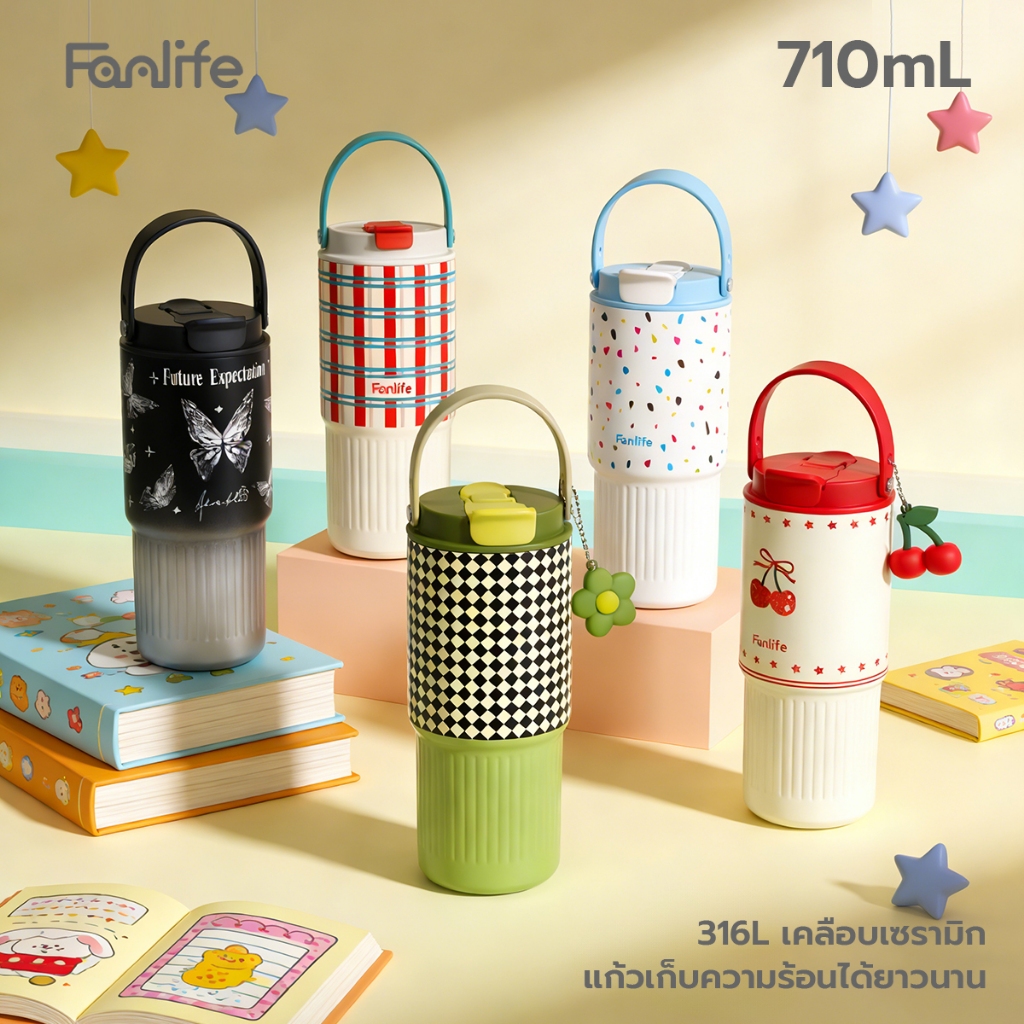 แก้วสแตนเลส316 เคลือบเซรามิก มีหูหิ้ว 710ml ดีไซน์เท่ห์ แก้วเก็บความเย็น จัดส่งจากประเทศไทย ไม่มีไอน้ำ-270
