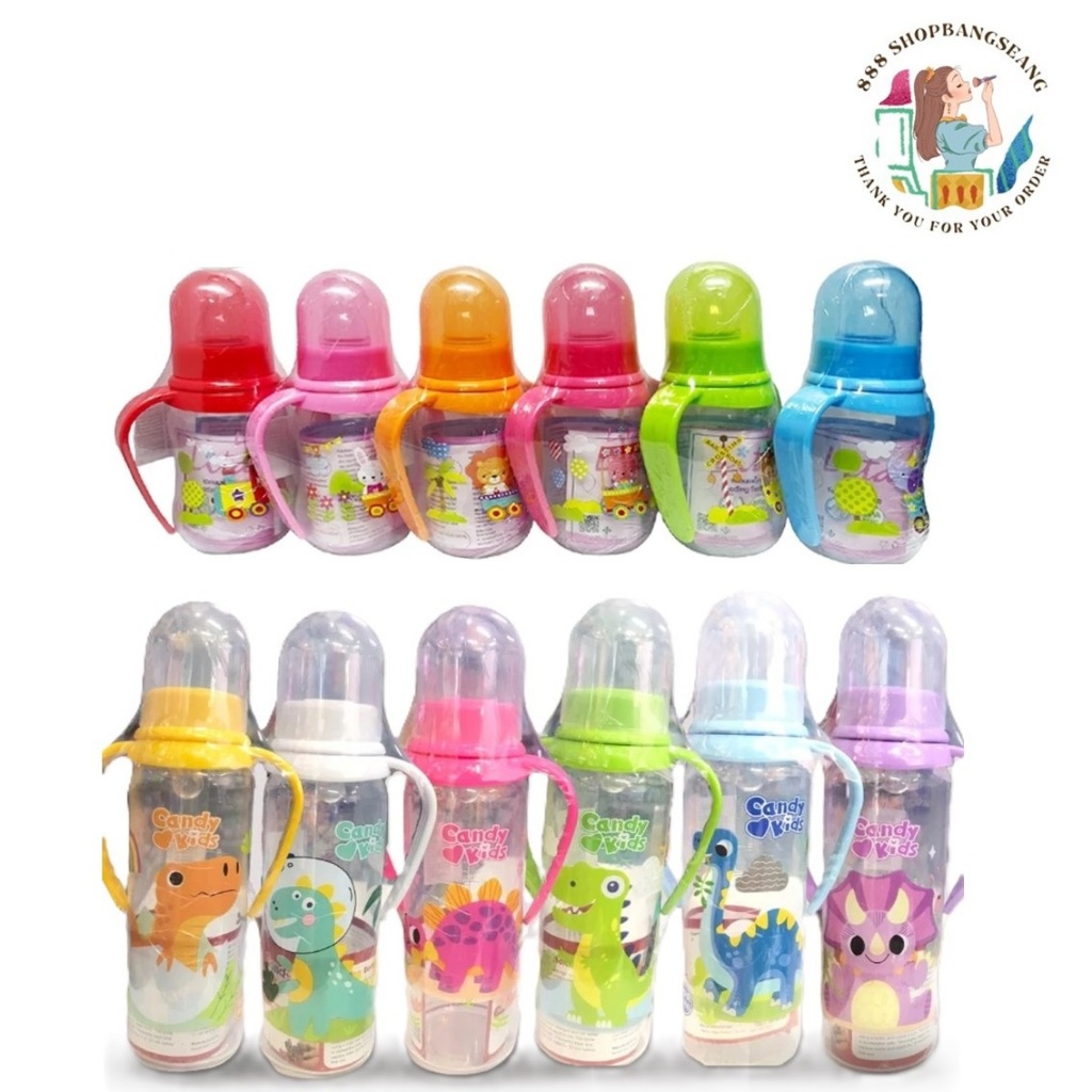 ขวดนมลายการ์ตูนน่ารัก BPA Free มีหูจับ ไม่มีหูจับ 4 ออนซ์ 8 ออนซ์