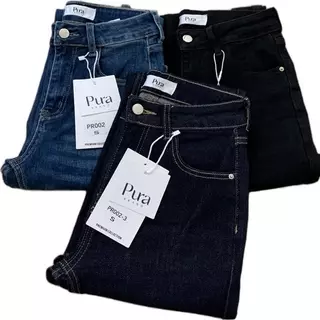 Pura:Code:PR001-PR002 กางเกงยีนส์ขาม้าเอวกลาง(Valla premium)ผ้าทอตัวพรีเมี่ยม ทรงคลาสสิก ผ้านุ่มละมุน ดีไซน์แต่งกระเป๋า