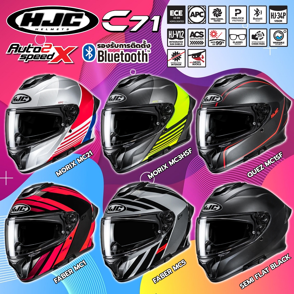 หมวกกันน็อค HJC C71 รุ่นใหม่ล่าสุด 2026 มีแว่นกันแดดชั้นใน