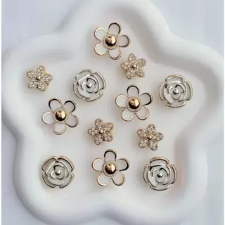 ใหม่ 12 ชิ้น Camellia ผีเสื้อ Cr Jiz อุปกรณ์เสริมรองเท้า DIY, สร้างสรรค์น่ารักดอกไม้มุกรูปแบบรองเท้า Charms, เหมาะส