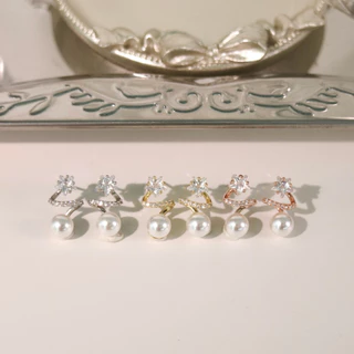 Socrush.bkk | SWIRLY STAR earrings | SE-049 | ต่างหู มุก ดาว เพชร