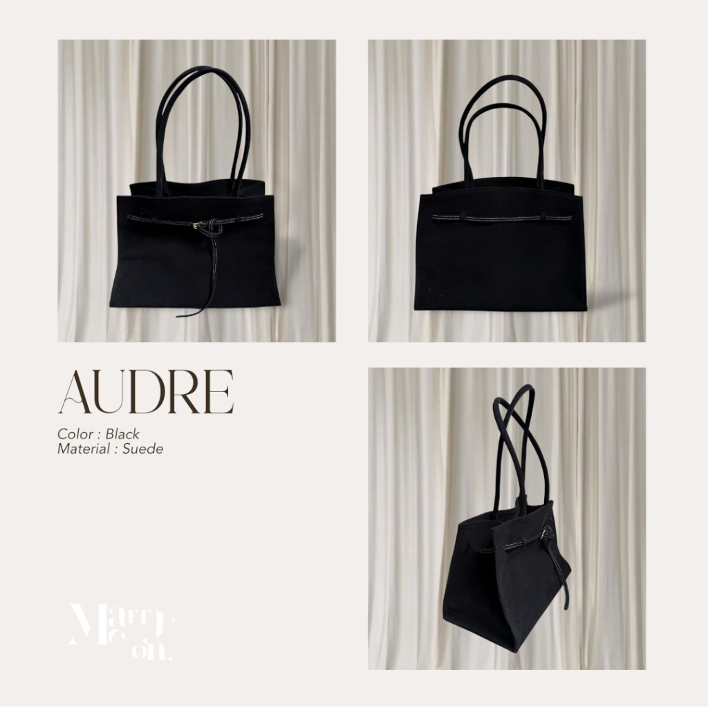 Marry Melon รุ่น Audre - Suede Tote Bag | กระเป๋าหนังกลับแท้ สีดำ