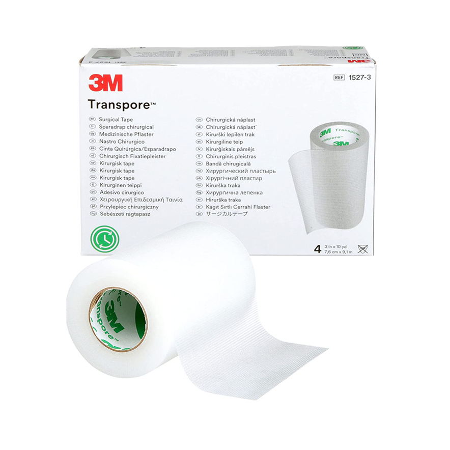 3M Nexcare Transpore ขนาด 3 นิ้ว x 10 หลา เทปแต่งแผล ชนิดใส ตัดได้ตามต้องการ จำนวน 4 ม้วน 23558
