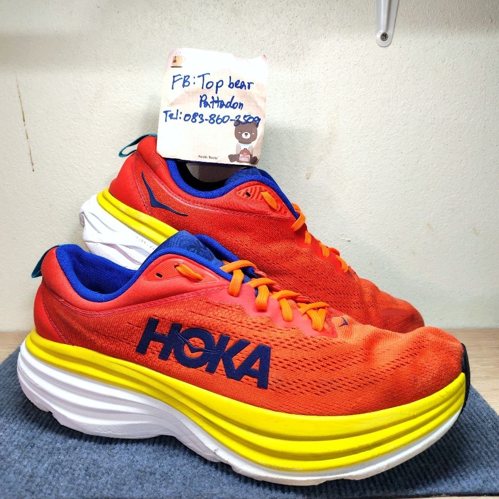 Hoka Bondi 8 🏀🥎 มือสองของแท้💯 ไซส์ Us12 Eu46.5 30cm. รองเท้ามือสองของแท้