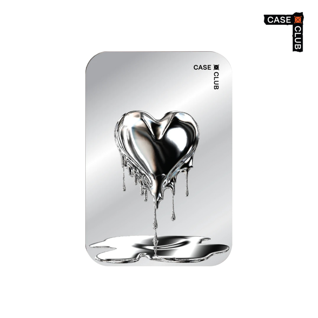 CaseClub Magnetic Mirror Cardholder Stand ที่ใส่บัตร แม่เหล็ก มีกระจกและขาตั้ง ลาย Melting Heart