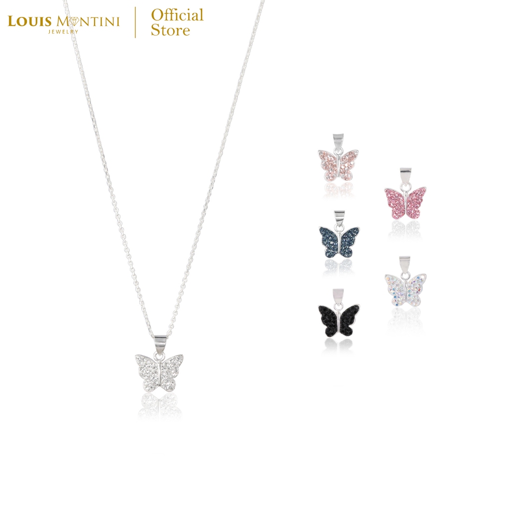Louis Montini (Jewelry) Sterling Silver 925 Necklace สร้อยคอเงินแท้ 92.5% สร้อยคอผู้หญิง รูปผีเสื้อ LJNC04