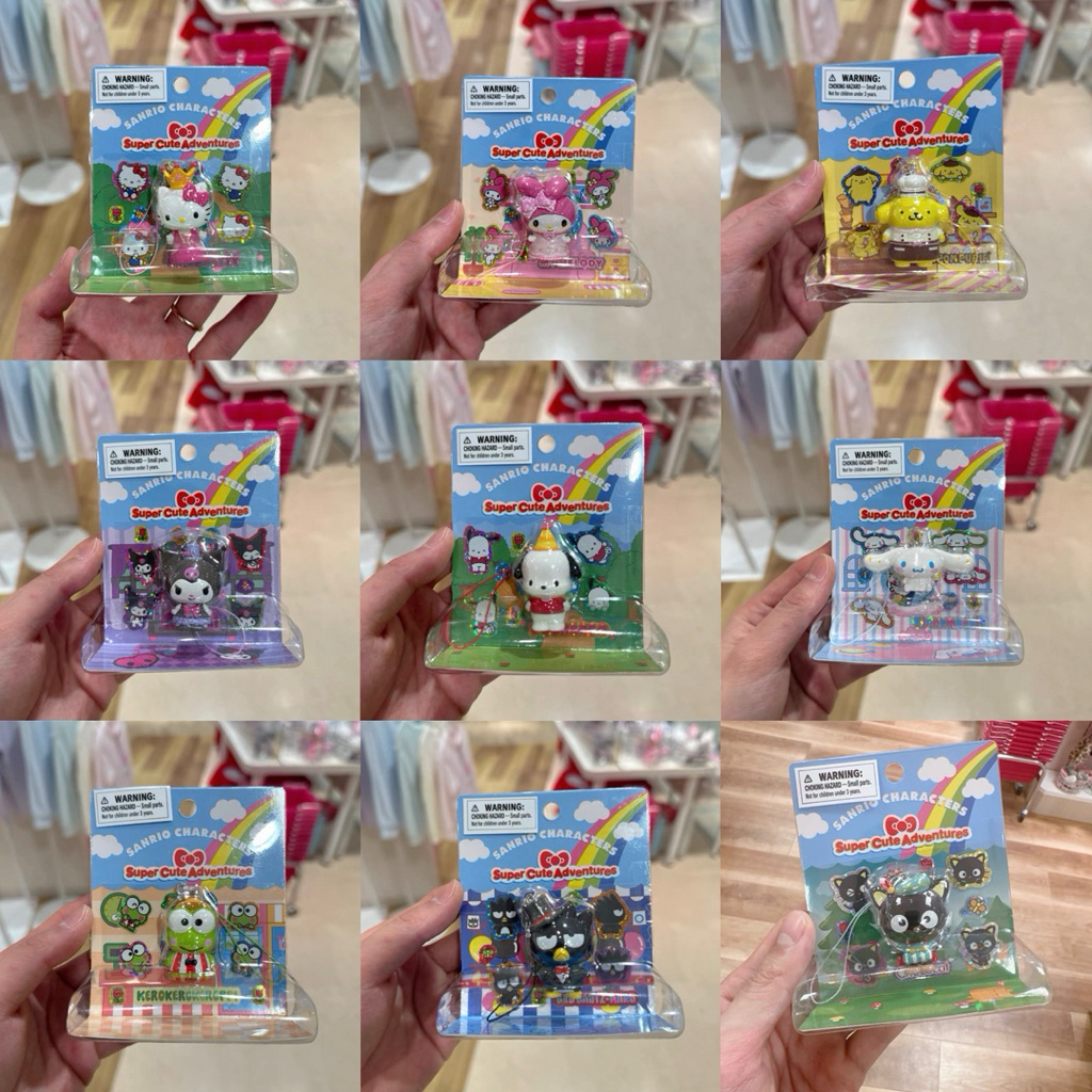 (พร้อมส่ง)[แยกตัว]พวงกุญแจ+สติกเกอร์Sanrio Super Cute Adventures