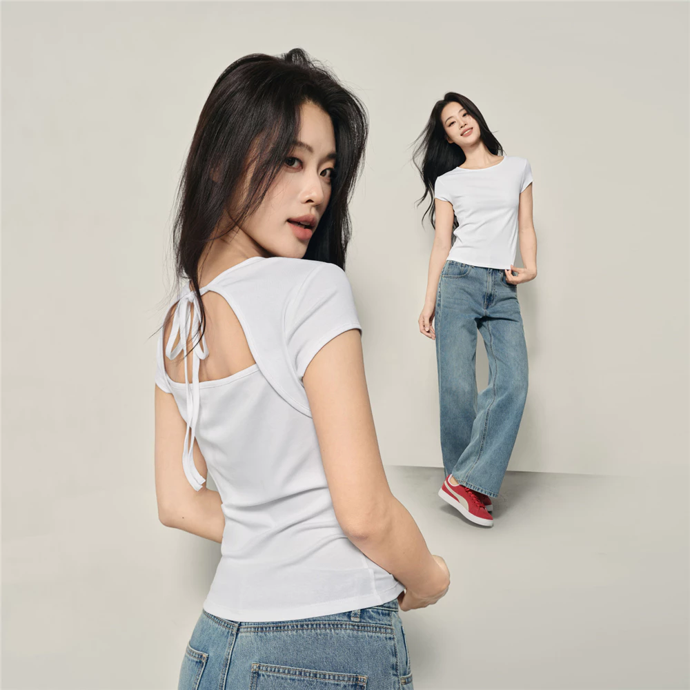 GIORDANO (Korea Collection) เสื้อยืดผู้หญิง Women Cotton Crew Neck Tee 05326562