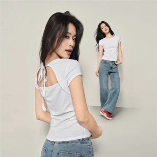 GIORDANO (Korea Collection) เสื้อยืดผู้หญิง Women Cotton Crew Neck Tee 05326562