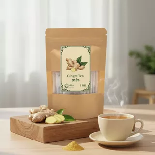 ชาขิงแท้ 100% สูตรเข้มข้น เผ็ดร้อนสดชื่น อบอุ่นดื่มง่าย Ginger Tea (บรรจุ 12/35/75 ซอง)