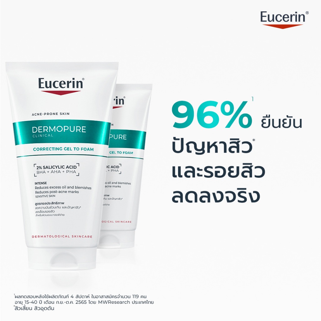 Eucerin DERMOPURE CLINICAL CORRECTING GEL TO FOAM 150 ML เจลโฟมลดปัญหาสิว และรอยสิว - 3