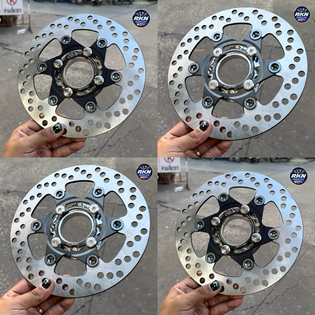 จานเบรคแต่ง(ลายใบพัด) ขนาด220M+สเปเซอร์ใส่WAVE125R/S/บังลม(W110i/ปลาวาฬ/NOUVO/MSX/FINO/PCX2015ไม่ต้องใส่สเปเซอร์