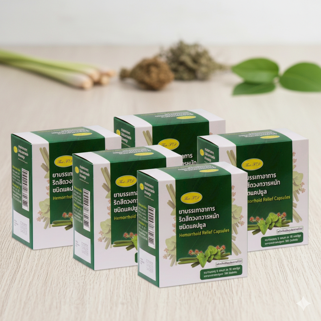 Thai FD ยาบรรเทาอาการริดสีดวงทวารหนัก ชนิดแคปซูล 5 กล่อง (รวม 250 เม็ด)