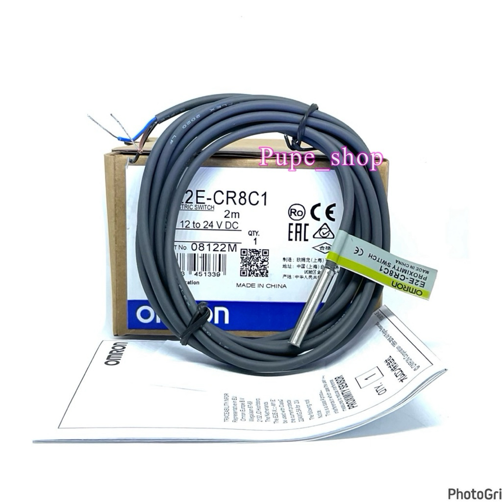 E2E-CR8C1 proximity switch 12-24VDC หัว M4 ระยะจับ 0.8มิล ชนิด NPN NO เซ็นเซอร์ จับโลหะ OMRON