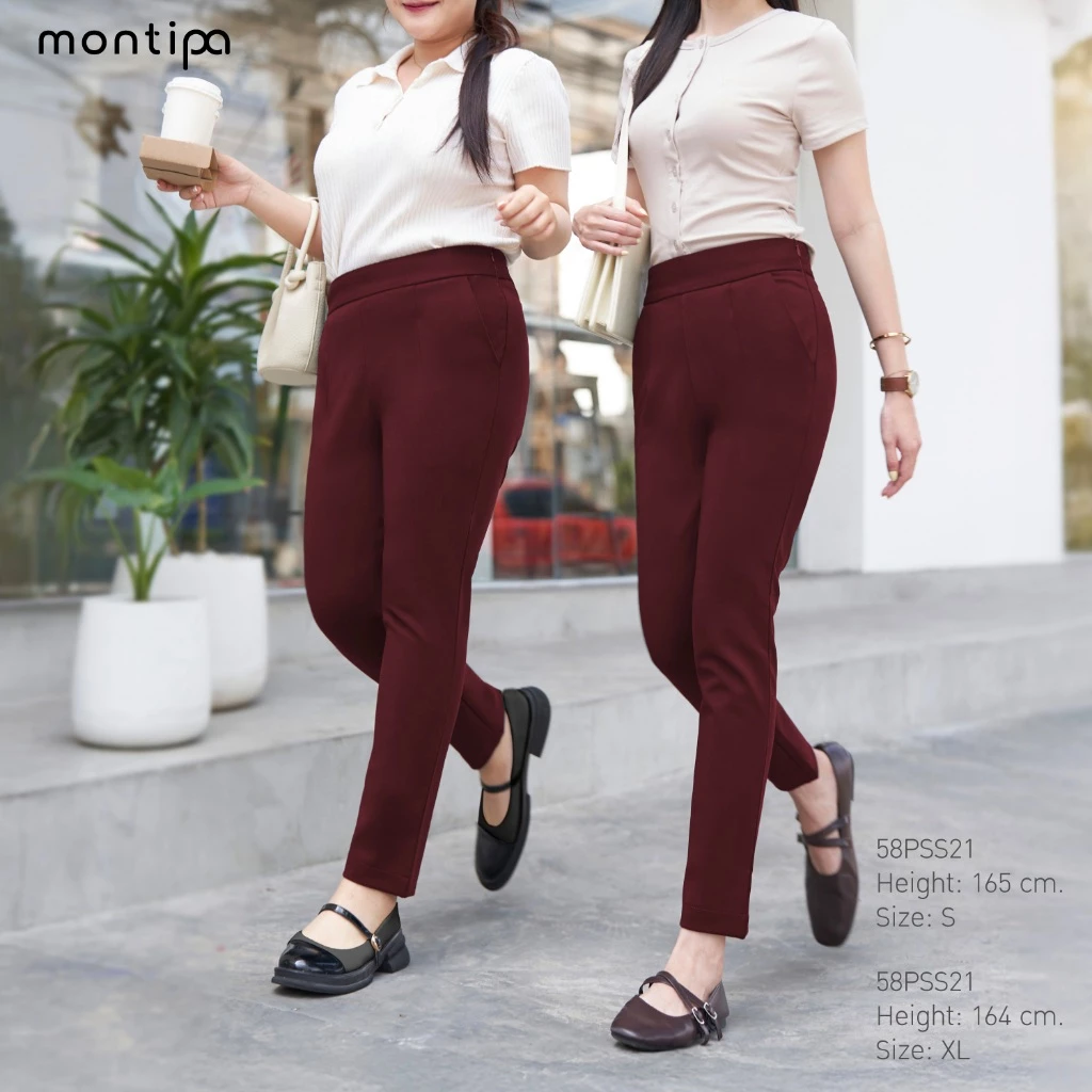 Montipa กางเกงแปดส่วนทรงสลิม ซิปซ่อนด้านข้าง ผ้า Span D RAPSS21