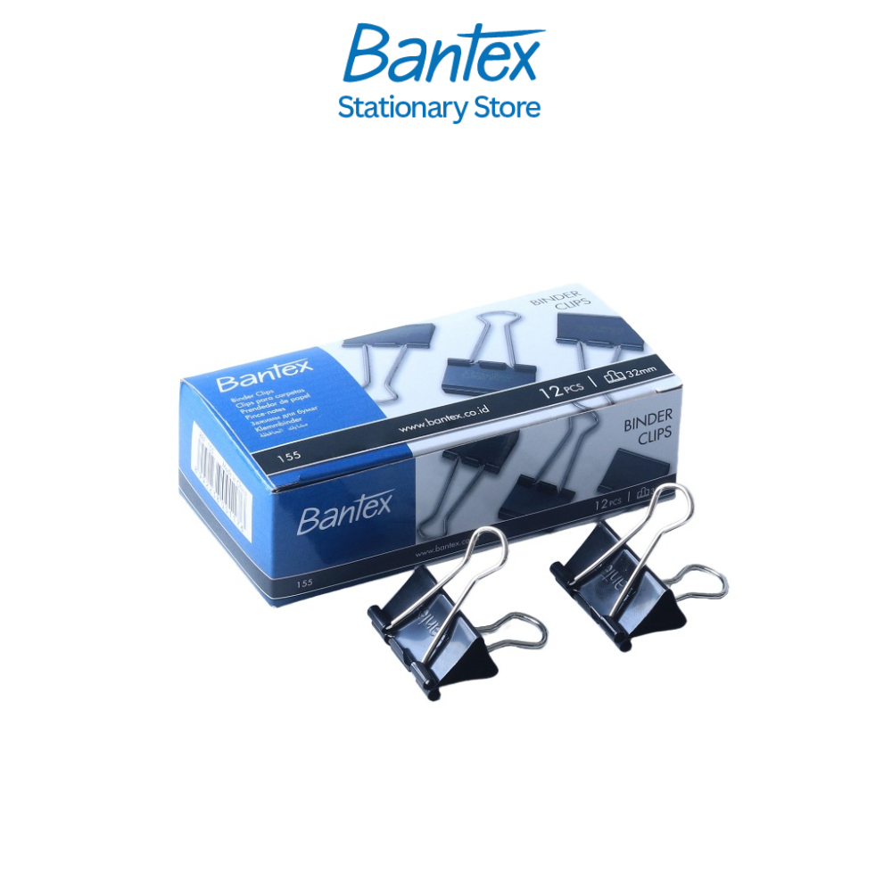 Bantex คลิปหนีบกระดาษ 6 ขนาด 15/ 19/ 25/ 32/ 41mm คลิปหนีบ คลิปหนีบ2ขา 12ชิ้น/กล่อง Binder Clips