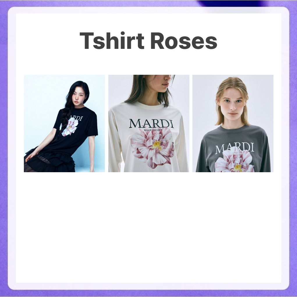 Mardi Mercredi Tshirt Roses (01 Black, 01 White)