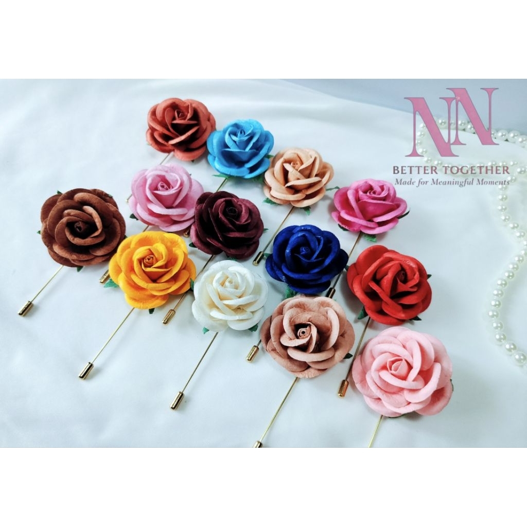 พร้อมส่ง 🇹🇭 พินกลัดเสื้อ พินติดสูท ดอกกระดาษสา 6 ซม