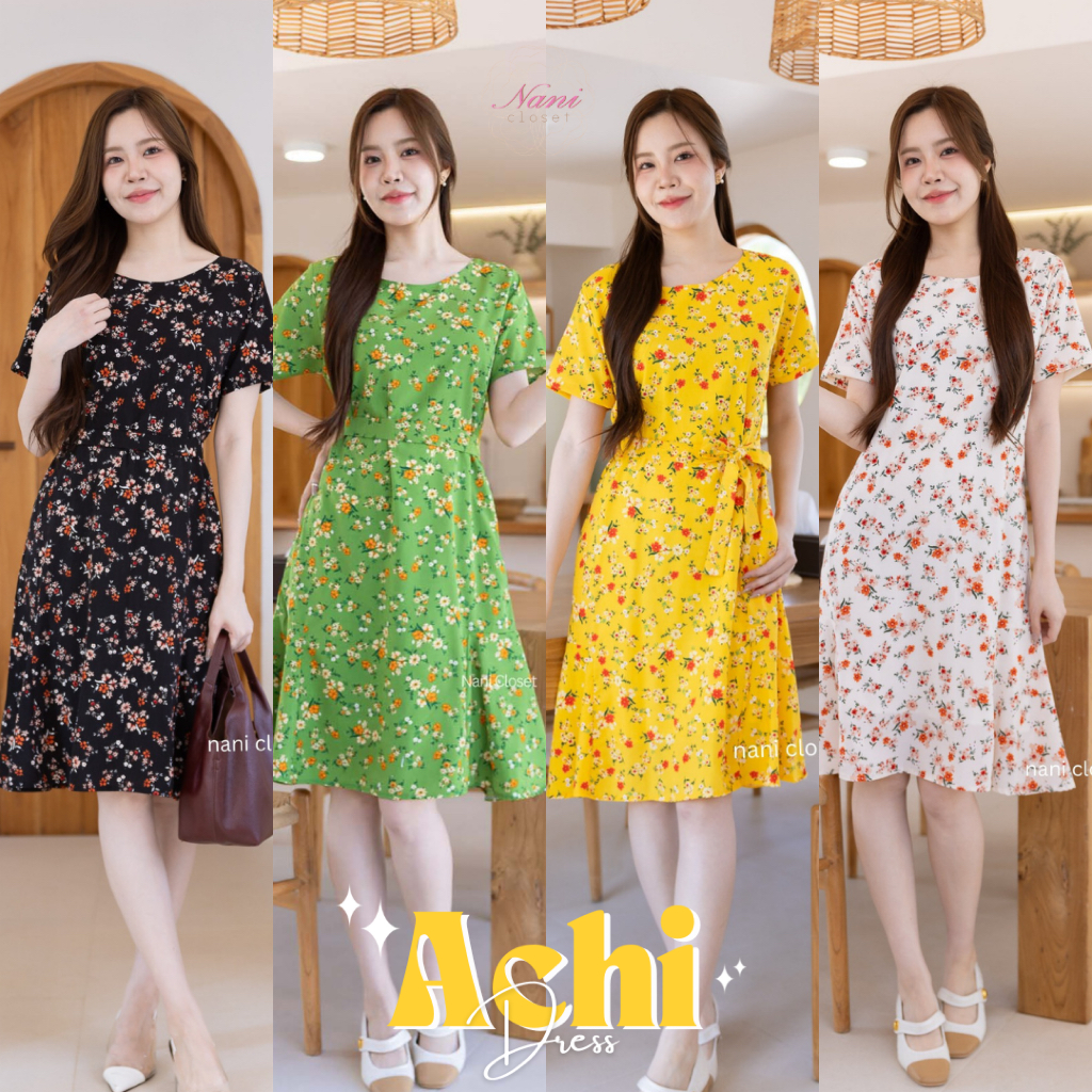 Achi Dress เดรสคอกลม ทรงปล่อย ทรงมินิมอล ใส่ง่าย เป็นทรงเอวี่เดย์ลุค ผ้าเกาหลีเนื้อนิ่มใส่สบาย